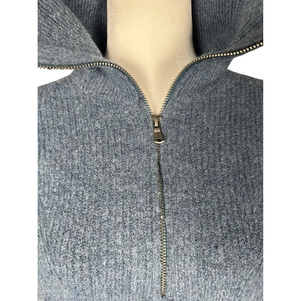 J.Crew Womens Half Zip Sweater XS Blue Merino Wool Alpaca Blend Pullover Preppy